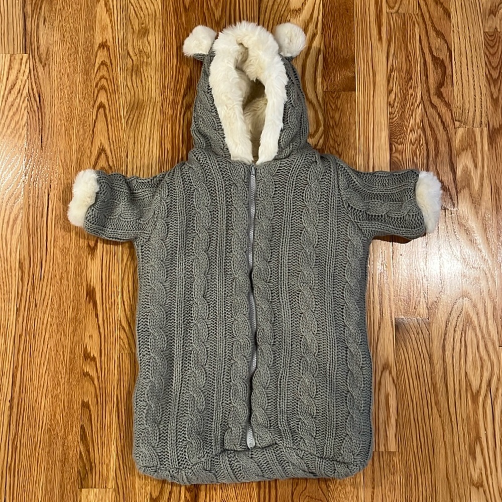 Restoration Hardware Grey/Faux Arctic Fox Bunting (0-6 Months)